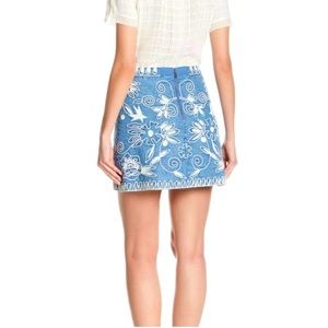 Alice and Olivia Riley Embroidered chambray Skirt